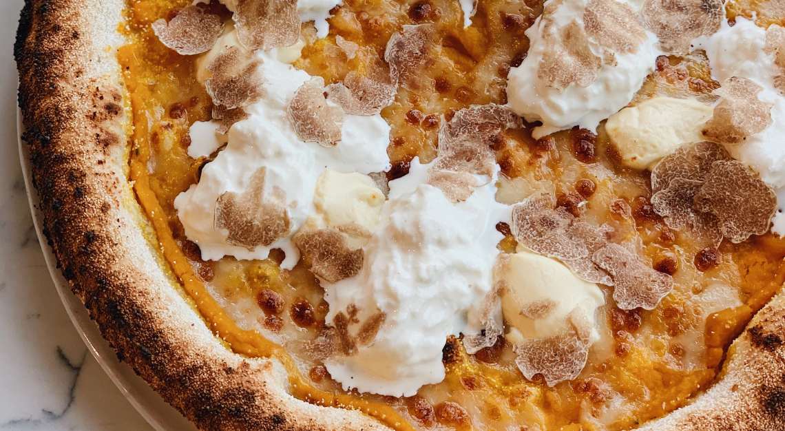 Wood-fired Naples Style Pizza, Pumpkin, Mozzarella, Mascarpone, Burrata_Da Paolo Dempsey Restaurant & Bar