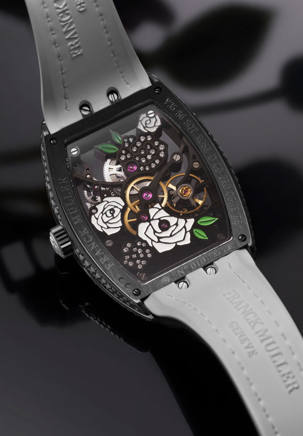 Franck Muller Vanguard Rose Skeleton black diamonds white