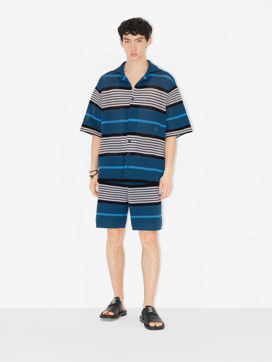 Burberry Short-sleeve Stripe Print Nylon Oversized Shirt