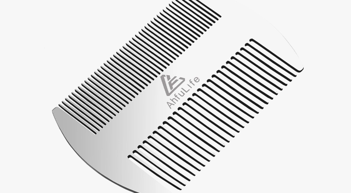 Ahfulife Credit Card-Sized Stainless Steel Double-Sided Beard Comb