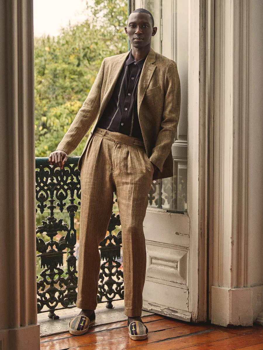 Todd Snyder Light Brown Herringbone Linen Gurkha Trouser