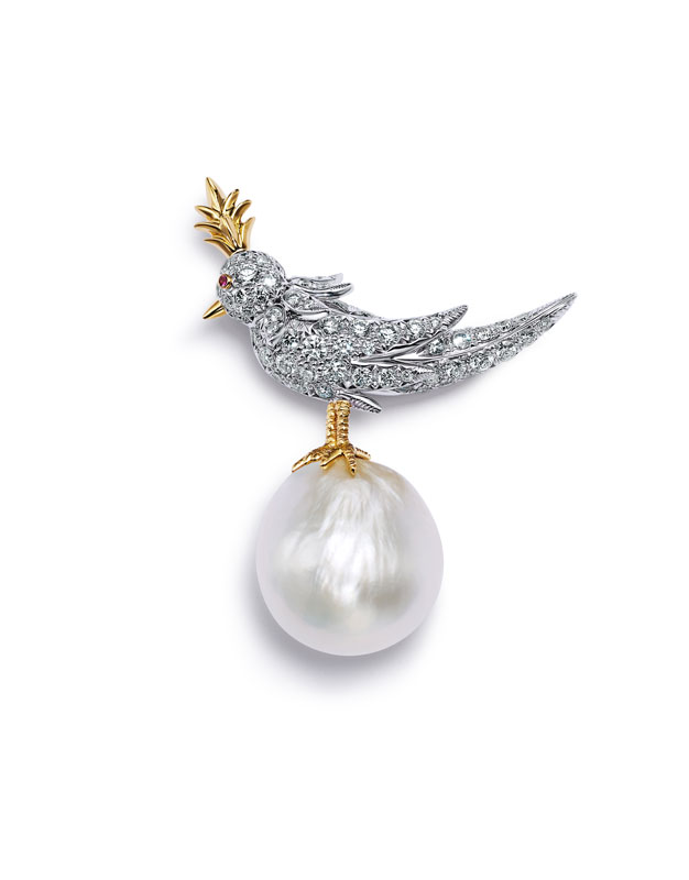 Tiffany Bird on Pearl brooch 2