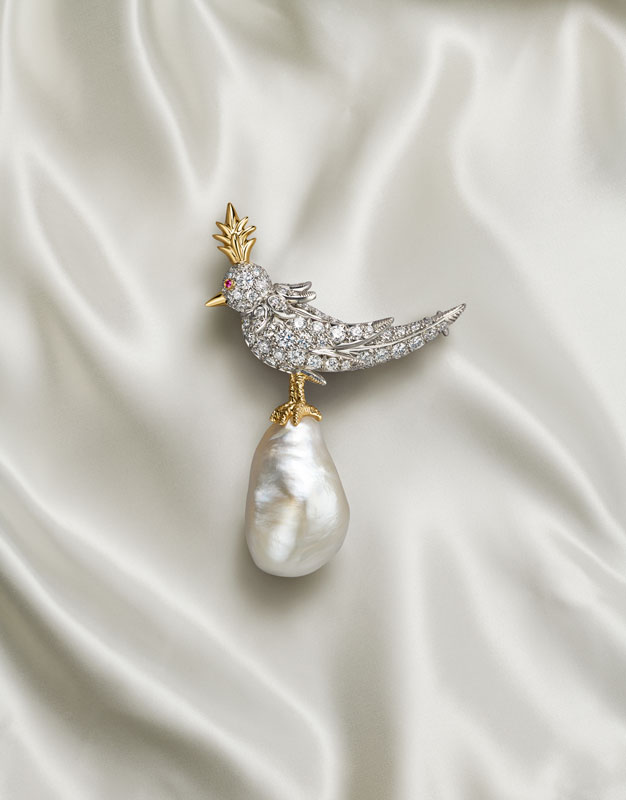 Tiffany Bird on Pearl brooch 1