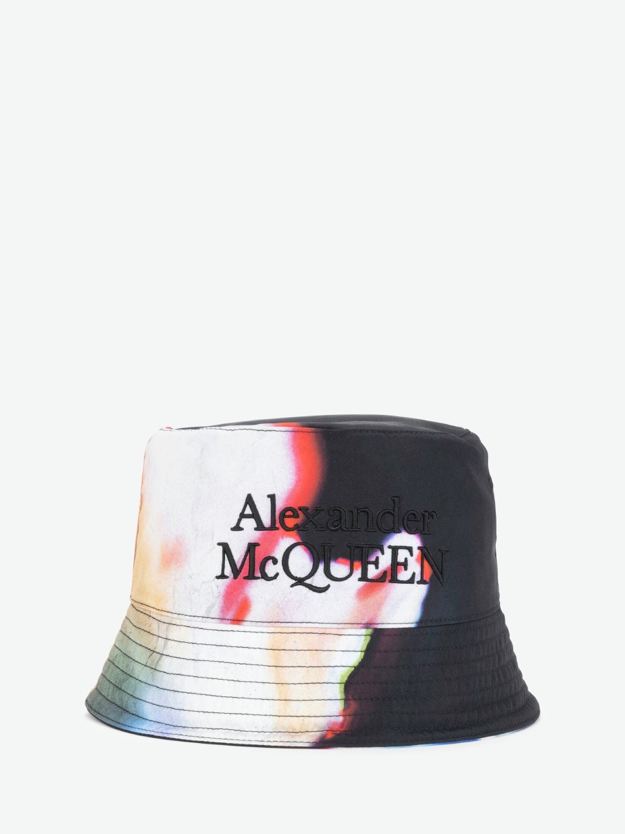 Alexander McQueen Luminous Flower Bucket Hat in Black/multicolour