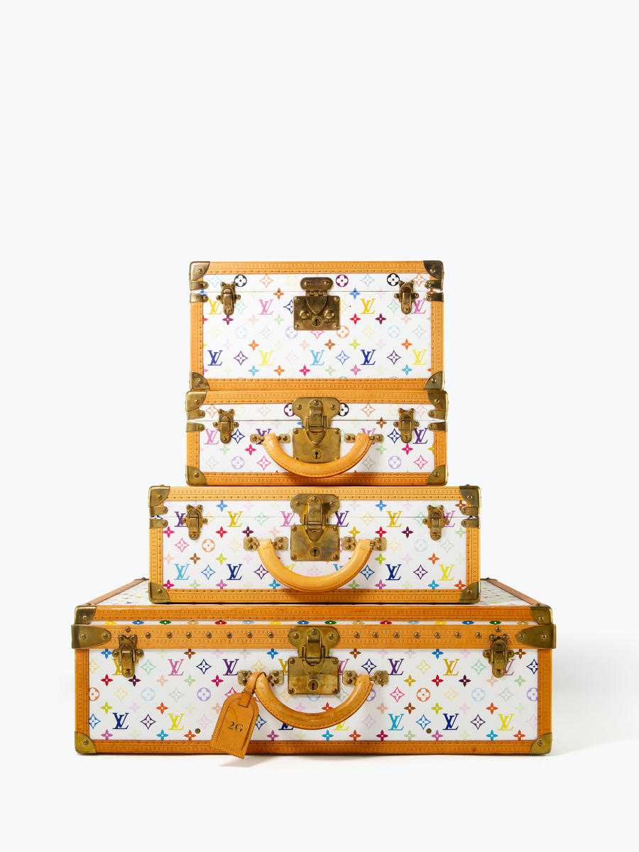 Louis Vuitton Multicolore Alzer Suitcases Signed by Takashi Murakam