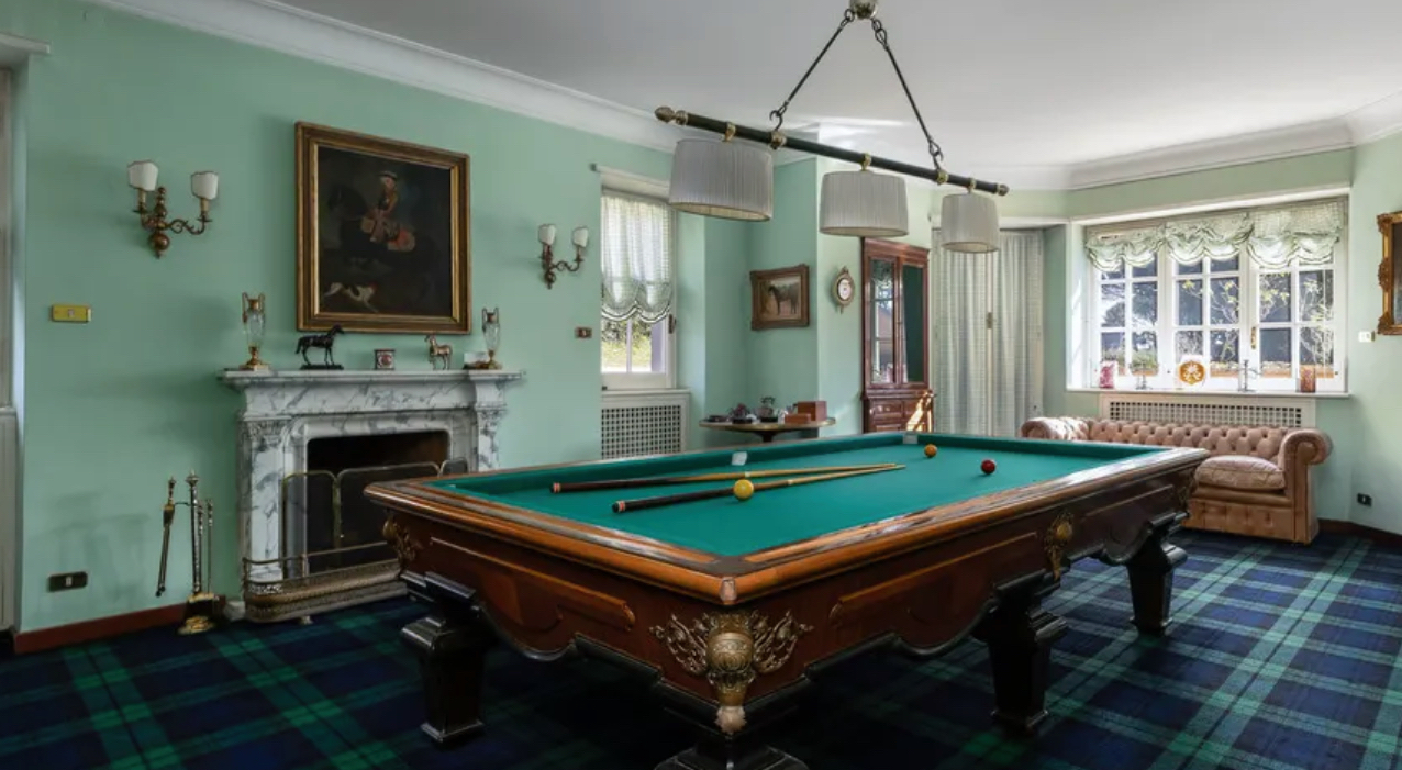 The garden level has a billiards room