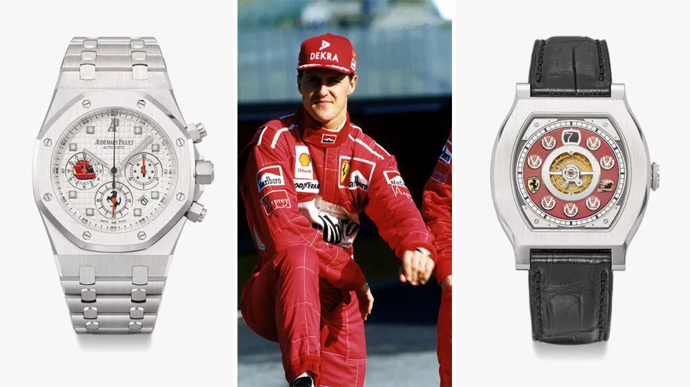 Schumacher with two of his watches up for auction