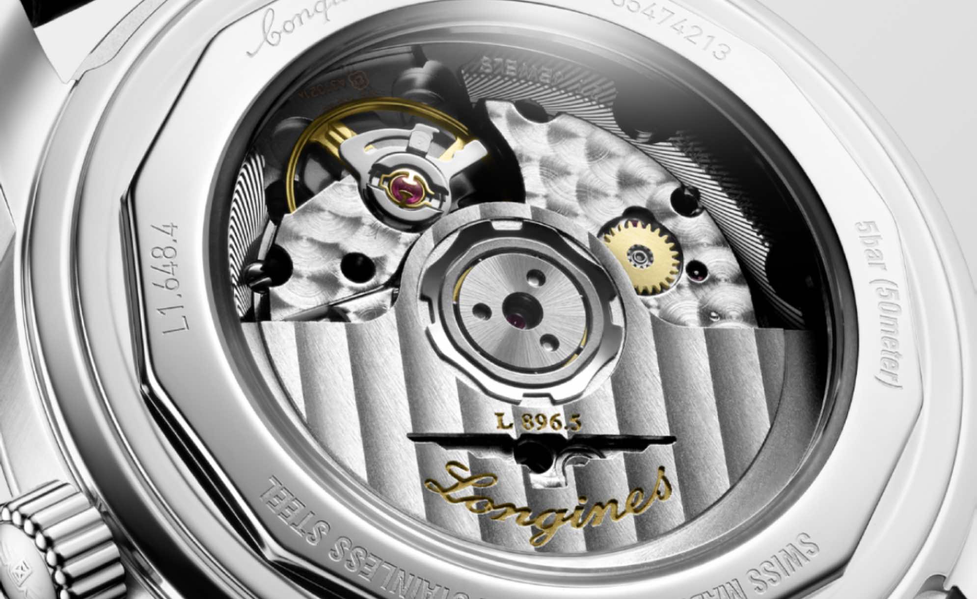 caseback of Longines Conquest Heritage Central Power Reserve