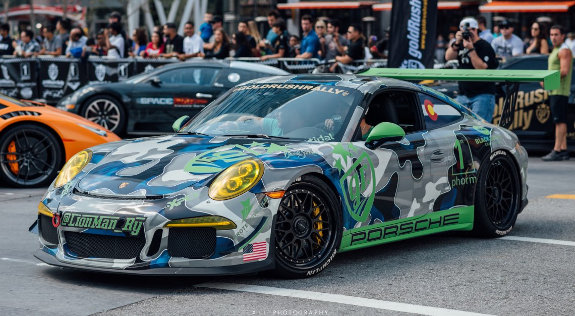 a Porsche vehicle at a car rally holiday called the goldRush rally