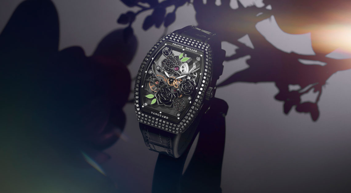 Franck Muller Vanguard Rose Skeleton black diamonds black