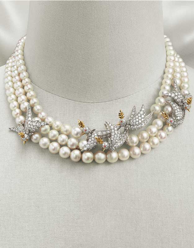Tiffany Bird on Pearl necklace