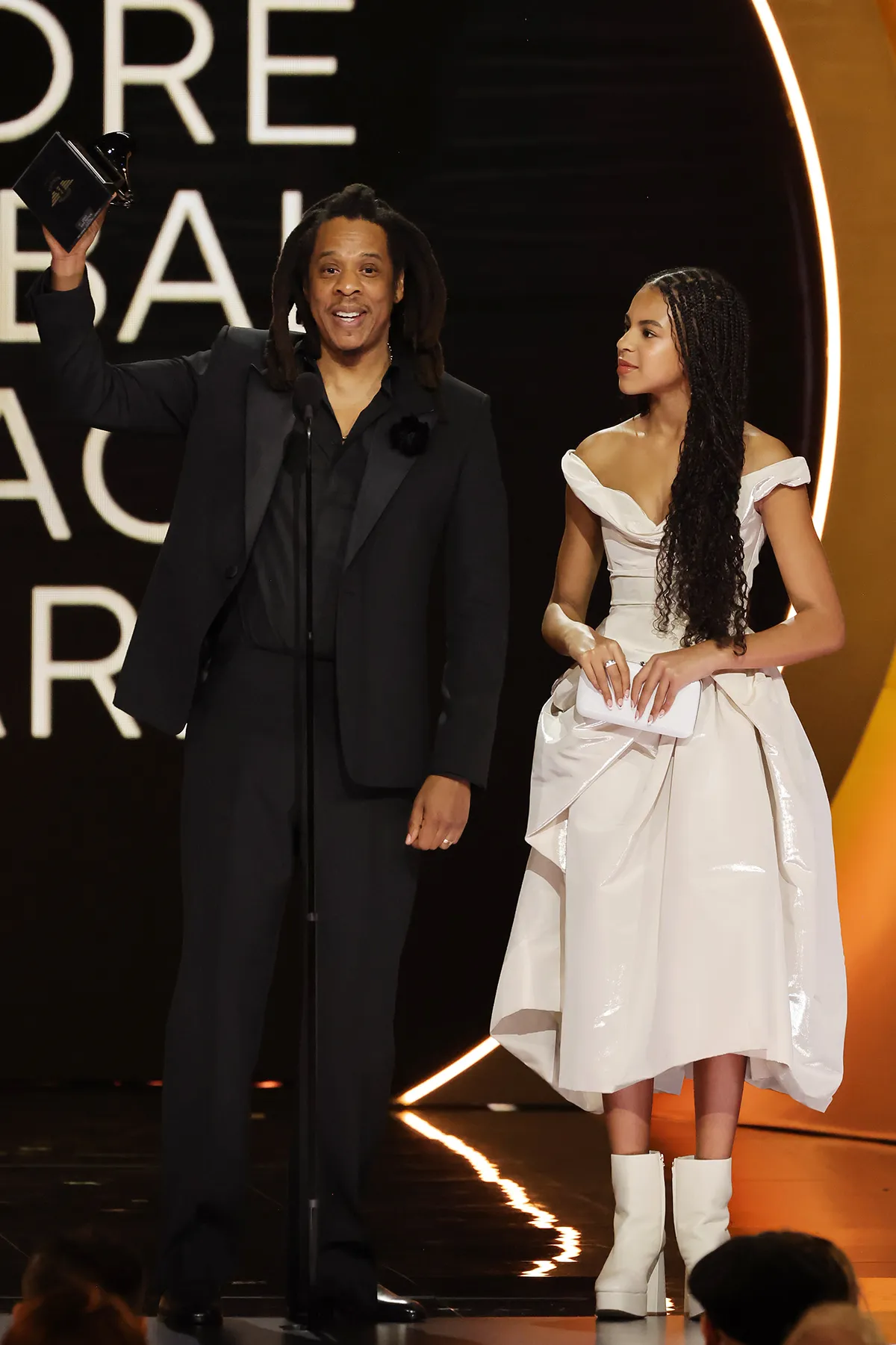 Jay-Z and his daughter Blue Ivy at the Grammy's