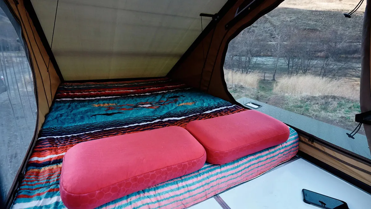 the bed inside the Super Pacific Camper Shell