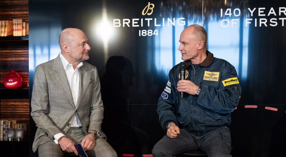 Breitling representative with Bertrand Piccard