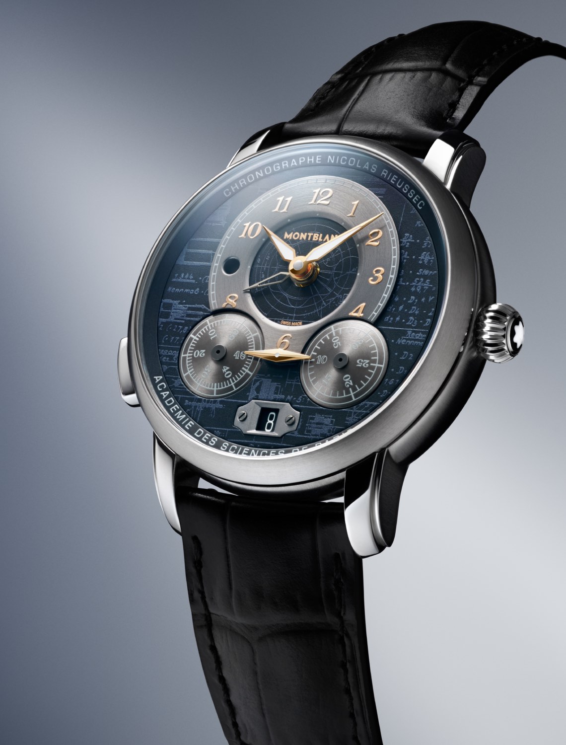 close up of the Montblanc Star Legacy Rieussec Chronograph